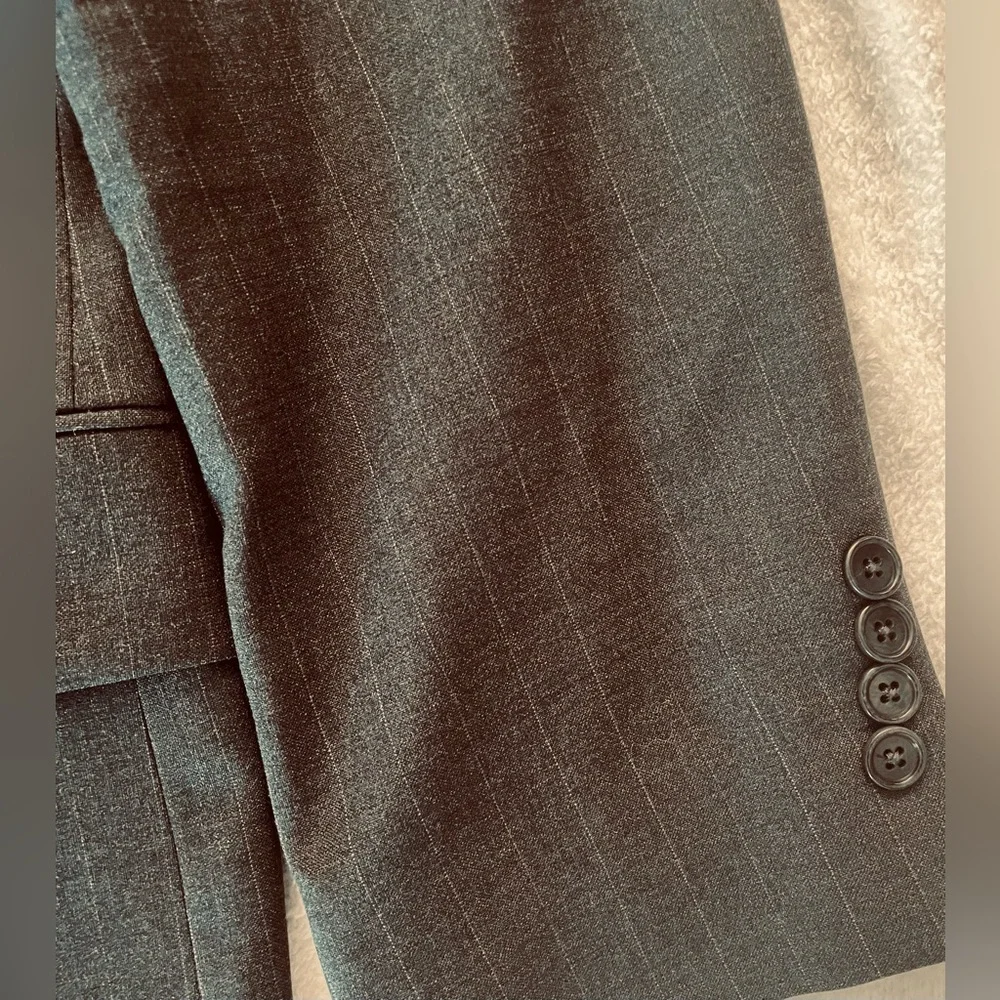 Brooks Brothers 346 Men Suit Jacket 48L Stretch Fit Black Wool Blend Pinstripe